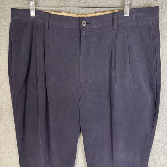 S Tommy Bahama Pants Men's 38x30 Blue Silk Blend Flat Front Beach Chino‎ - Picture 2 of 10